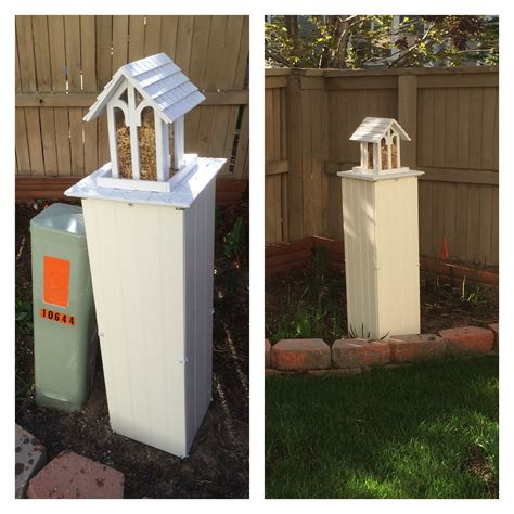 ideas to hide outdoor electrical box|hide utility boxes in yard.